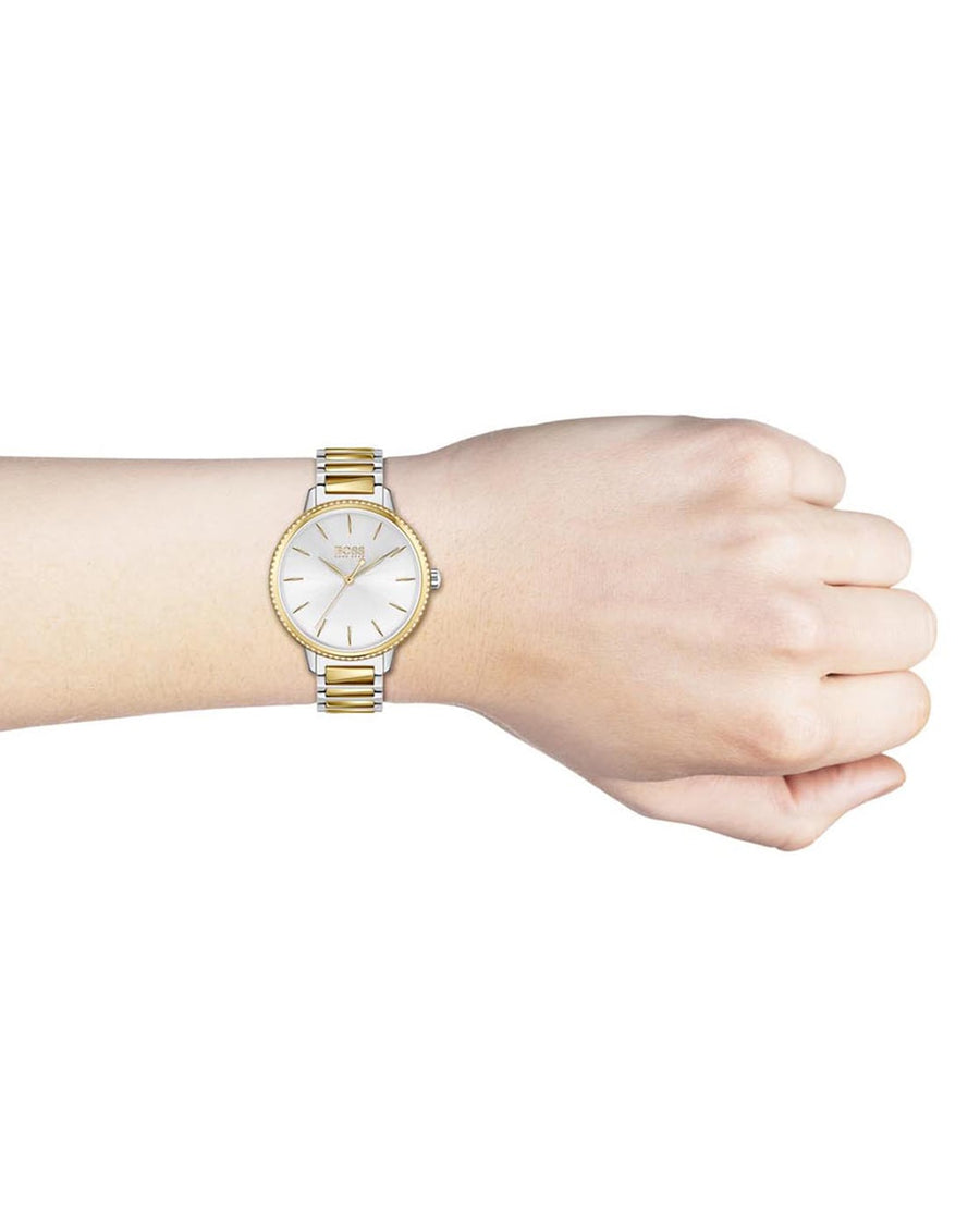 Hugo Boss Signature Silver Dial Two Tone Steel Strap Watch for Women - 1502568