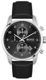 Hugo Boss Skymaster Black Dial Black Leather Strap Watch for Men - 1513782