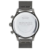 Movado Heritage Calendoplan Chronograph Black Dial Grey Mesh Strap Watch for Men - 3650100