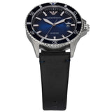 Emporio Armani Diver Three-Hand Quartz Blue Dial Blue Leather Strap Watch For Men - AR11516