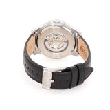 Fossil Grant Automatic Skeleton White Dial Black Leather Strap Watch for Men - ME3101