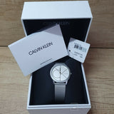 Calvin Klein Minimal White Dial Silver Mesh Bracelet Watch for Women - K3M5215X