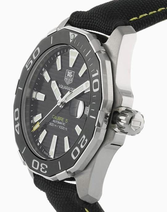 Tag Heuer Aquaracer Calibre 5 Automatic Black Dial Black Nylon Strap Watch for Men - WAY211A.FC6362
