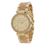 Michael Kors Parker White Dial Gold Steel Strap Watch for Women - MK6056