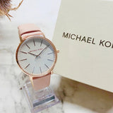 Michael Kors Pyper Quartz White Dial Pink Leather Strap Watch For Women - MK2741