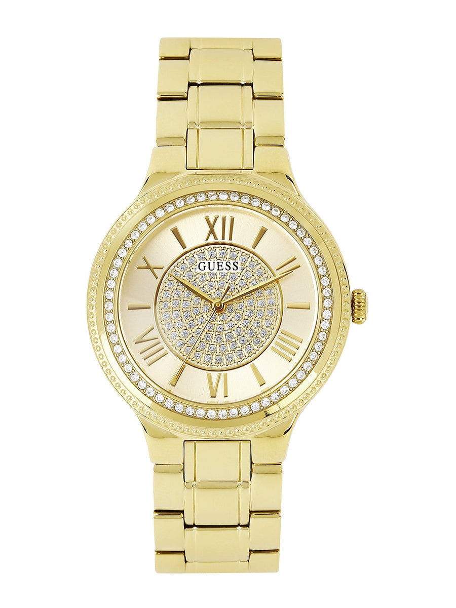 Guess Madison Diamonds Gold Dial Gold Steel Strap Watch for Women - W0637L2