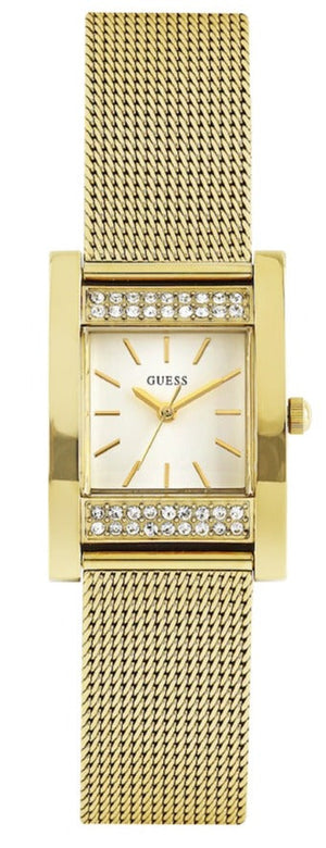 Guess Nouveau Diamonds Gold Dial Gold Mesh Bracelet Watch for Women - W0127L2