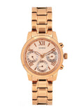 Guess Mini Sunrise Chronograph Quartz Rose Gold Dial Rose Gold Steel Strap Watch For Women - W0448L3