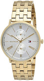 Tommy Hilfiger Jenna Quartz White Dial Gold Steel Strap Watch for Women - 1782069