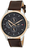 Tommy Hilfiger Shawn Multifunction Grey Dial Brown Leather Strap Watch for Men - 1791615