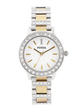 Fossil Jesse Crystals White Dial Two Tone Steel Strap Watch for Women - ES2409