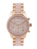 Michael Kors Ritz Chronograph Rose Gold Dial Two Tone Steel Strap Watch for Women - MK6307