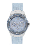 Guess Limelight Quartz Blue Dial Blue Leather Strap Watch For Men - W0775l1