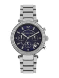 Michael Kors Parker Chronograph Blue Dial Silver Steel Strap Watch for Women - MK6117