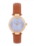 Guess Park Avenue Blue Dial Brown Leather Strap Watch for Women - W0838L2