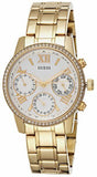 Guess Mini Sunrise Diamonds Silver Dial Gold Steel Strap Watch for Women - W0623L3