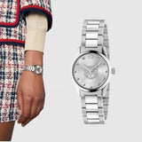 Gucci G Timeless Quartz Silver Dial Silver Steel Strap Watch For Women - YA126595