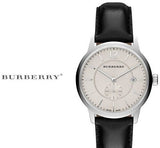 Burberry The Classic Horseferry Beige Dial Black Leather Strap Watch for Men - BU10000