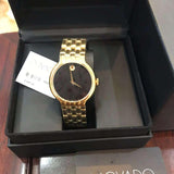 Movado Veturi Quartz Black Dial Gold Steel Strap Watch for Men - 0606934