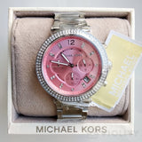 Michael Kors Parker Chronograph Pink Dial Silver Steel Strap Watch For Women - MK6105