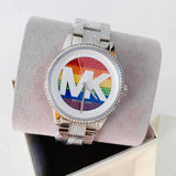 Michael Kors Ritz Pave Multicolored Dial Silver Steel Strap Watch for Women - MK6864