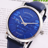 Emporio Armani Luigi Automatic Blue Dial Blue Leather Strap Watch For Men - AR60030