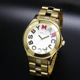 Marc Jacobs Rivera White Dial Yellow Gold Strap Watch for Women - MBM3137