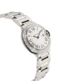 Cartier Ballon Bleu De Cartier Diamonds White Dial Silver Steel Strap Watch for Women - W4BB0015