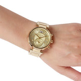 Michael Kors Sawyer White Dial Gold Steel Strap Watch for Women - MK6362