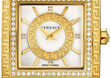 Versace DV25 Diamonds White Dial White Leather Strap Watch For Women - VQF060015