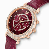 Swarovski Spring Flower Chronograph Red Dial Red Leather Strap Watch for Women - 5598689