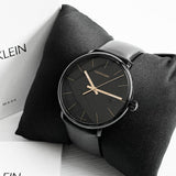 Calvin Klein High Noon Quartz Black Dial Black Leather Strap Watch for Men - K8M214CB