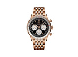 Breitling Navitimer B01 Chronograph 43 Black Dial Rose Gold Steel Strap Watch for Men - RB0138211B1R1