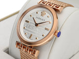 Versace Meander White Dial Rose Gold Mesh Bracelet Watch for Women - VELW00620