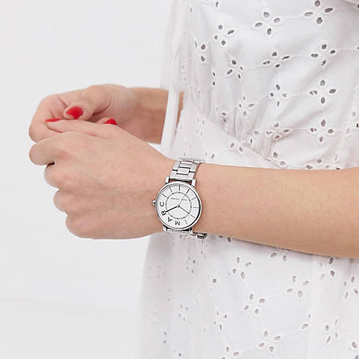 Marc Jacobs Roxy White Dial Silver Steel Strap Watch for Women - MJ3521