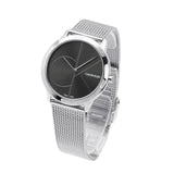 Calvin Klein Minimal Black Dial Silver Mesh Bracelet Watch for Women - K3M22123