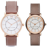 Marc Jacobs Roxy White Dial Light Brown Leather Strap Watch for Women - MJ1538