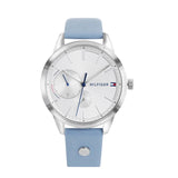 Tommy Hilfiger Brooke Silver Dial Blue Leather Strap Watch for Women - 1782023