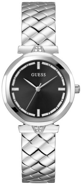 Guess Rumour Quartz Black Dial Silver Steel Strap Watch For Women - GW0613L1