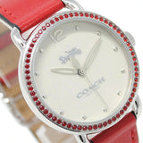 Coach Delancey White Dial Red Leather Strap Watch for Women - 14502878