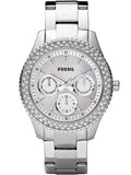 Fossil Stella Silver Dial Silver Steel Strap Watch for Women - ES3588