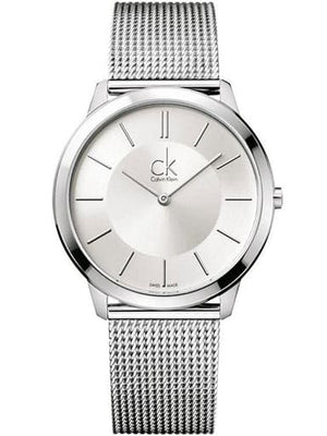 Calvin Klein Minimal Silver Dial Silver Mesh Bracelet Watch for Men - K3M21126