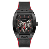 Guess Phoenix Multifunction Black Dial Black & Red Rubber Strap Watch for Men - GW0202G7