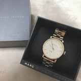 Marc Jacobs Baker White Dial Gold Steel Strap Watch for Women - MBM3243