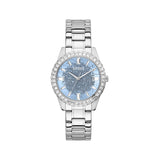 Guess Glitter Burst Diamonds Blue Dial Silver Steel Strap Watch for Women - GW0405L1