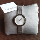 Calvin Klein Firm White Dial Silver Mesh Bracelet Watch for Women - K3N23126