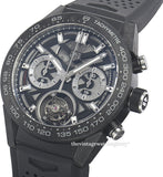 Tag Heuer Carrera Chronograph Tourbillion Titanium Carbon Black Dial Black Rubber Strap Watch for Men - CAR5A8W.FT6071