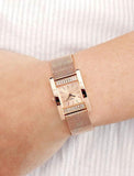 Guess Nouveau Diamonds Rose Gold Dial Rose Gold Mesh Bracelet Watch for Women - W0127L3