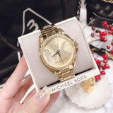 Michael Kors Bradshaw Quartz Gold Dial Gold Steel Strap Watch For Women - MK6555