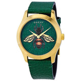 Gucci G Timeless Bee Green Dial Green Leather Strap Watch For Women - YA1264065